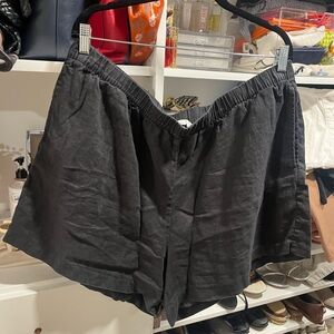 H&M High Waist Black Linen Shorts